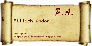 Pillich Andor névjegykártya